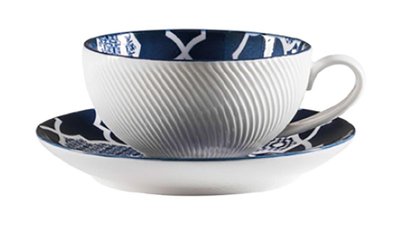 Jumbo Porselen Deep Blue Selçuklu Tabaklı Çay Fincanı