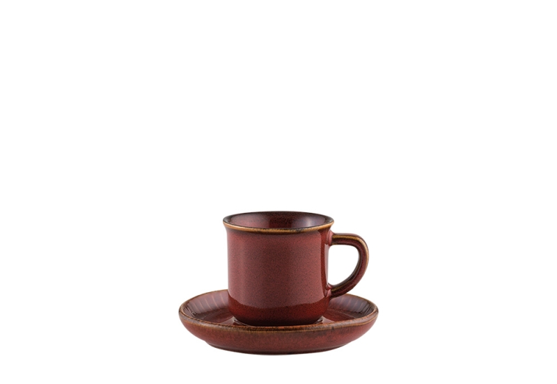 Jumbo Porselen Efes Red Kahve Fincanı ve Tabağı