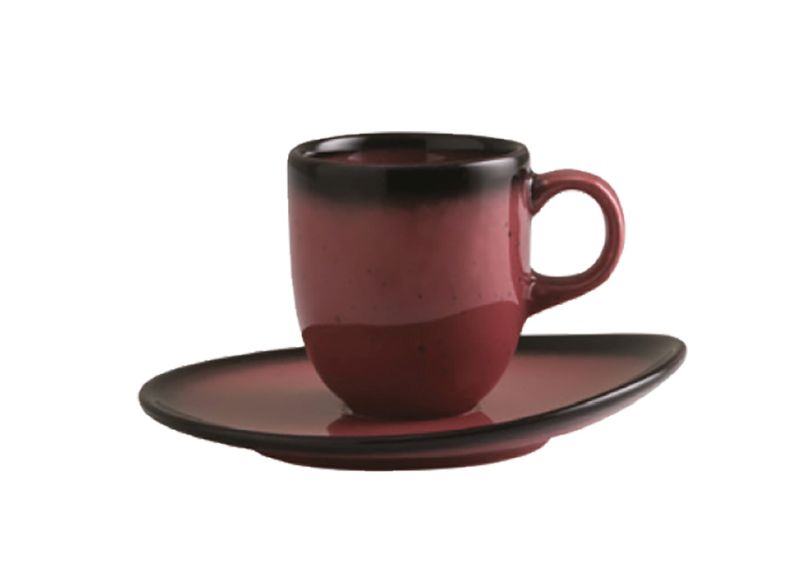 Jumbo Porselen Joy Red Kahve Fincanı ve Tabağı