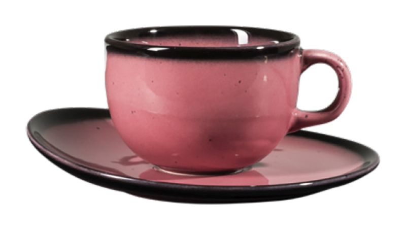 Jumbo Porselen Joy Red Çay Fincanı ve Tabağı